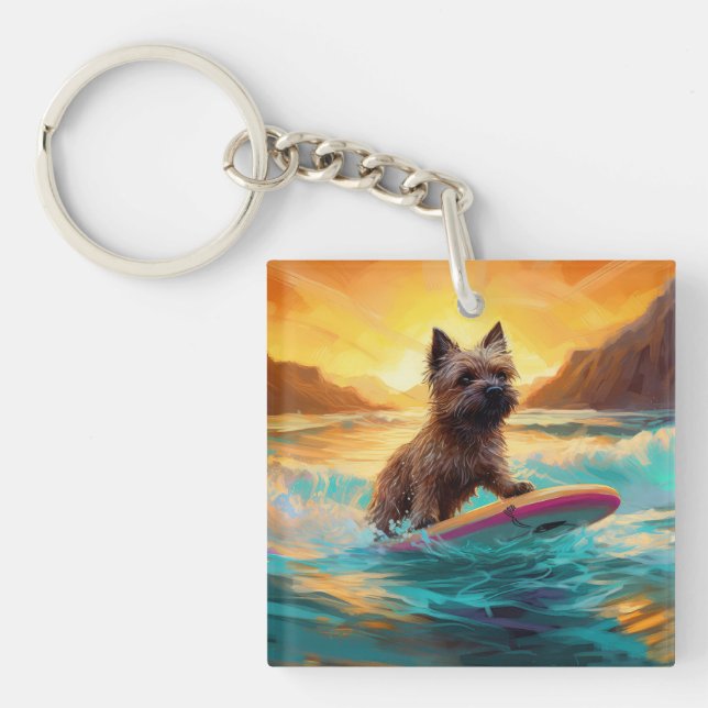 Cairn Terrier Strand Surfing Måleri (Framsidan)