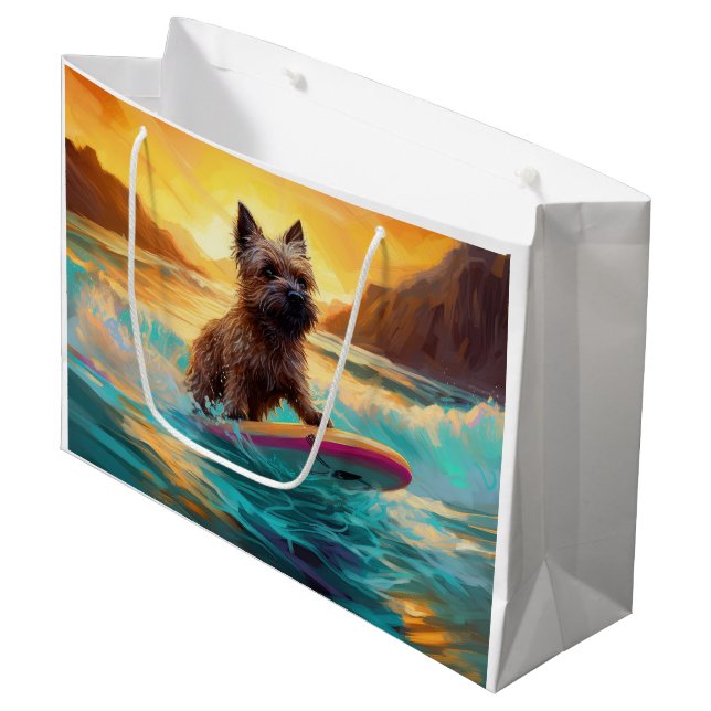 Cairn Terrier Strand Surfing Målning (Framsidan Vinklad)