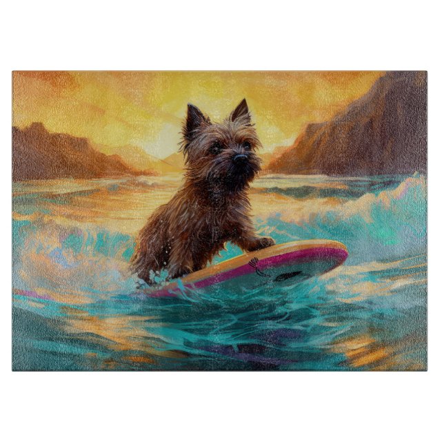 Cairn Terrier Strand Surfing Målning (Framsidan)