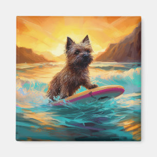Cairn Terrier Strand Surfing Målning Magnet