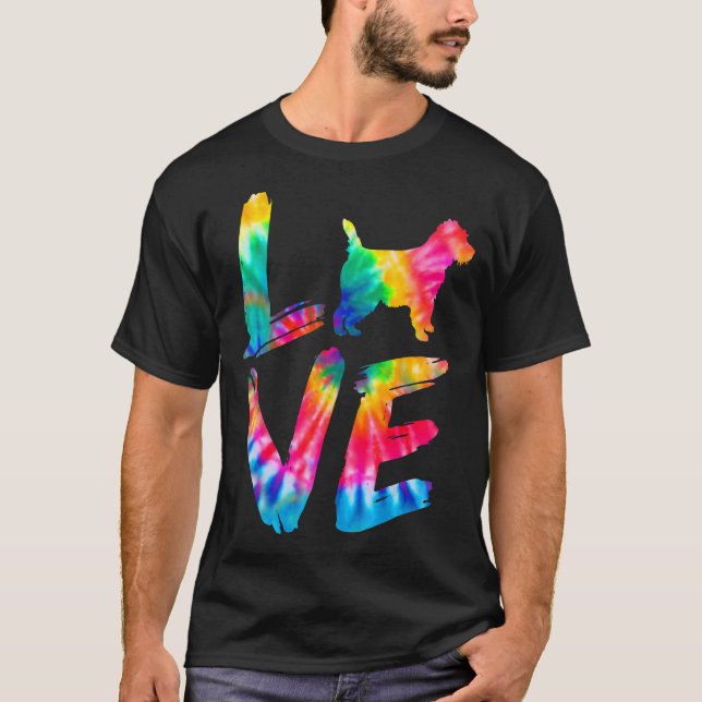 Cairn Terrier Tie Dye Kärlek Hund Mamma Pappa T Shirt (Framsida)