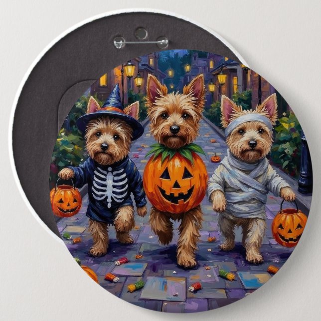 Cairn Terrier Trick-or-Treating Halloween Costumes Knapp (Framsida & baksida)