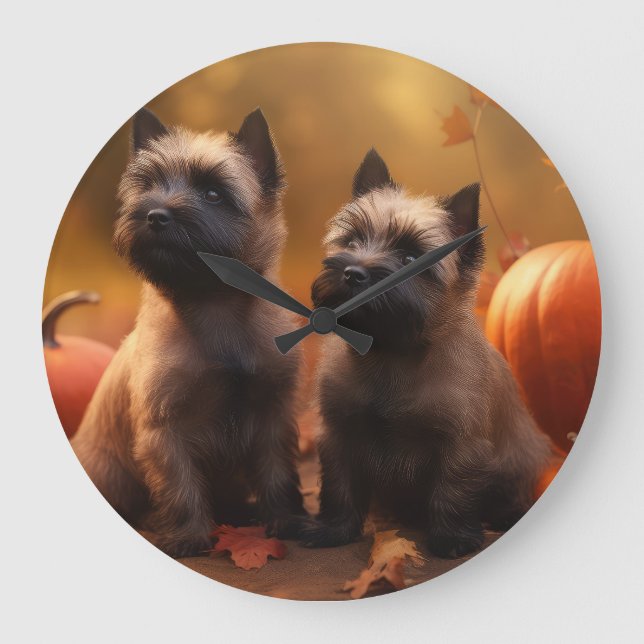 Cairn Terrier Valp Höstglädje Pumpa Stor Klocka (Framsida)
