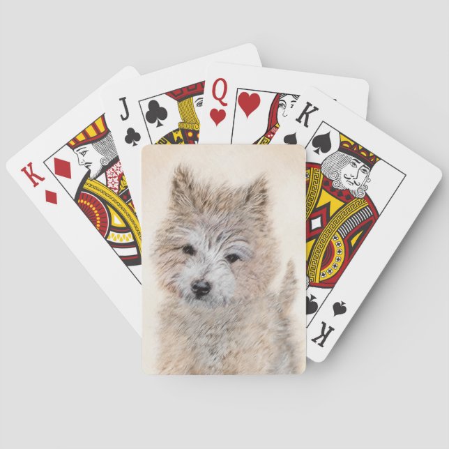 Cairn Terrier Valpmålning - Original Hundkonst Casinokort (Baksidan)