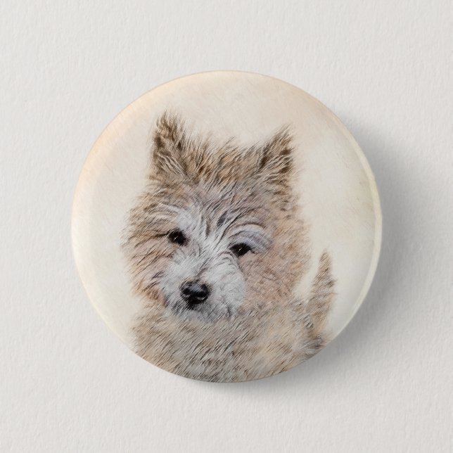 Cairn Terrier Valpmålning - Original Hundkonst Knapp (Framsida)