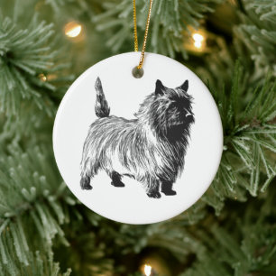 Cairn Terrier - Vintage Julgransprydnad Keramik