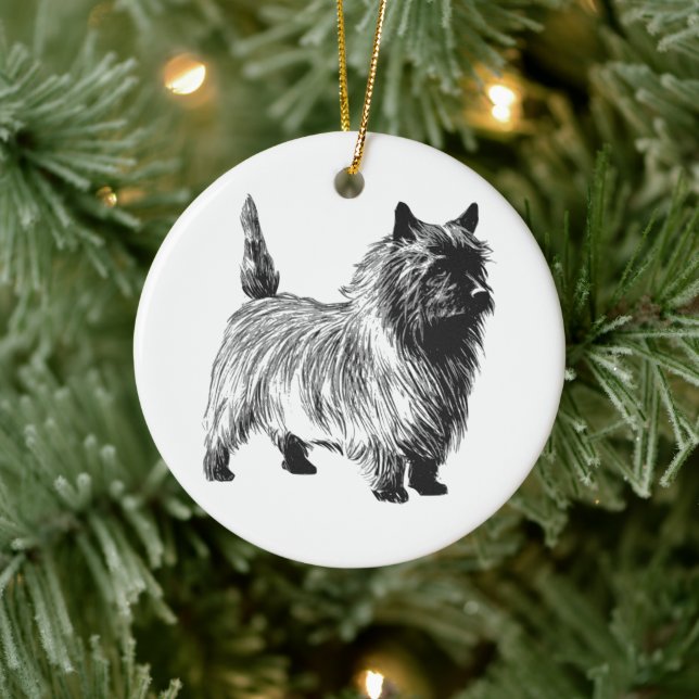 Cairn Terrier - Vintage Julgransprydnad Keramik (Träd)