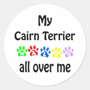 Cairn Terrier Walks Design Runt Klistermärke