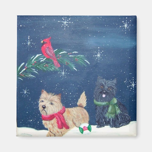 Cairn Terrier Winter Magnet (Framsidan)