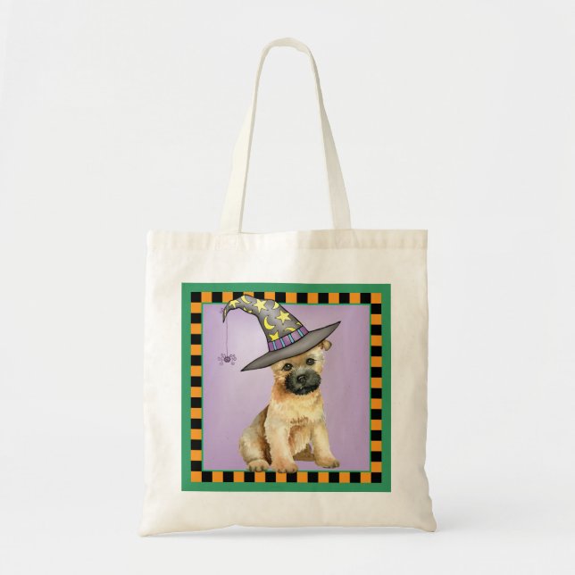 Cairn Terrier Witch Tote Bag Tygkasse (Framsidan)