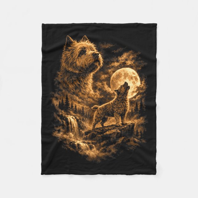 Cairn Terrier Ylande Hund Fantasy Skog Fleecefilt (Framsidan)
