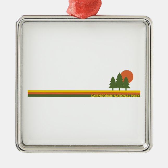 Cairngorms nationalpark Scotland Gräs Träd Sol Julgransprydnad Metall (Framsidan)
