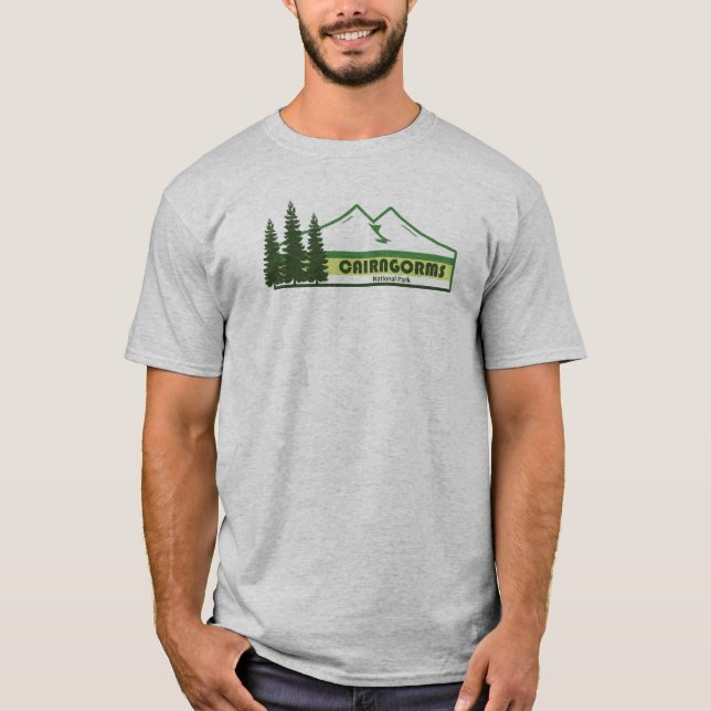 Cairngorms nationalpark Scotland Grönt Rand T Shirt (Framsida)