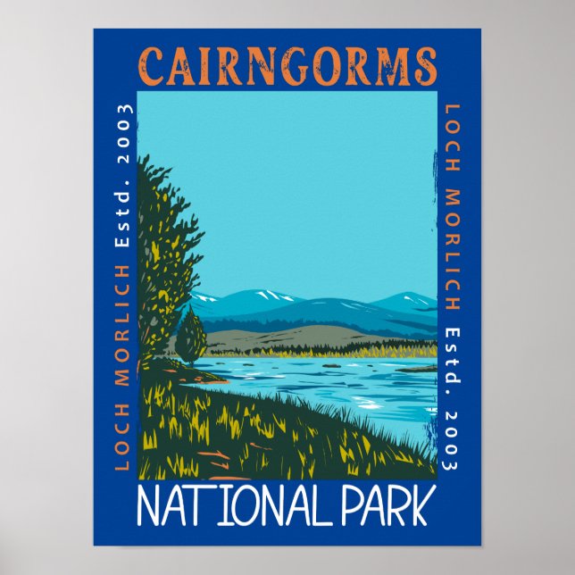Cairngorms nationalpark Skottland Distressed Poster (Framsidan)