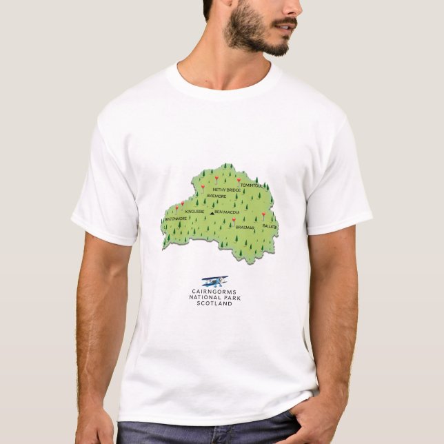 Cairngorms nationalparkskarta t shirt (Framsida)