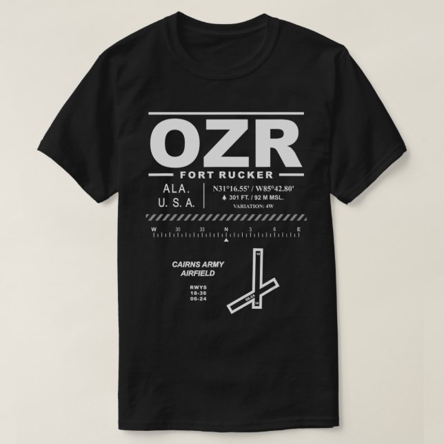 Cairns Army Airfield Fort Rucker Ozark Alabama OZR T Shirt (Design framsida)