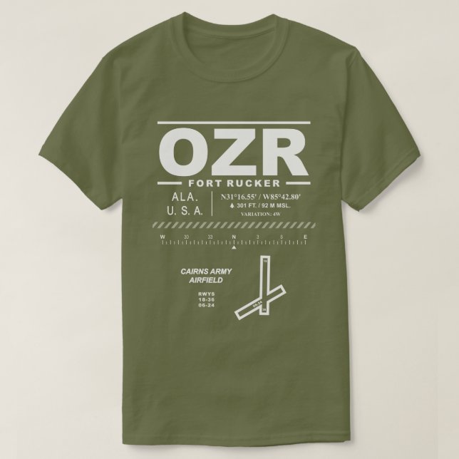 Cairns Army Airfield Fort Rucker OZR T-Shirt (Design framsida)