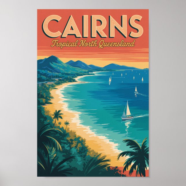 Cairns Australien Illustration Resa Konst Vintage Poster (Framsidan)