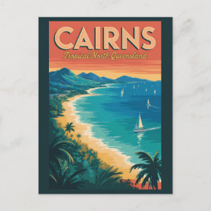 Cairns Australien Illustration Resa Konst Vintage Vykort