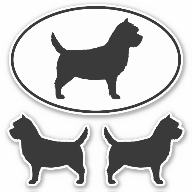 Cairnterrier Hund Siluetter Vinyldekaler Set Klistermärken (Framsida)