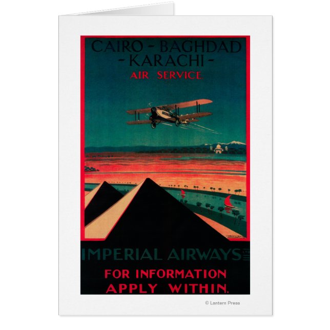 Cairo - Bagdad - Karachi Flyg Vintage Affisch Hälsningskort (Framsidan)