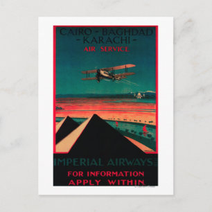 Cairo - Bagdad - Karachi luftvintage affisch Vykort
