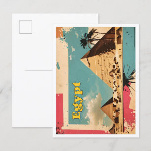 Cairo Egypt Pop Art Reseskiss Illustration Vykort