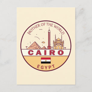Cairo Egypt Stadssiluett emblem Vykort