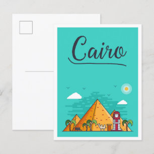 Cairo Egypten Art Travel Illustration Vykort