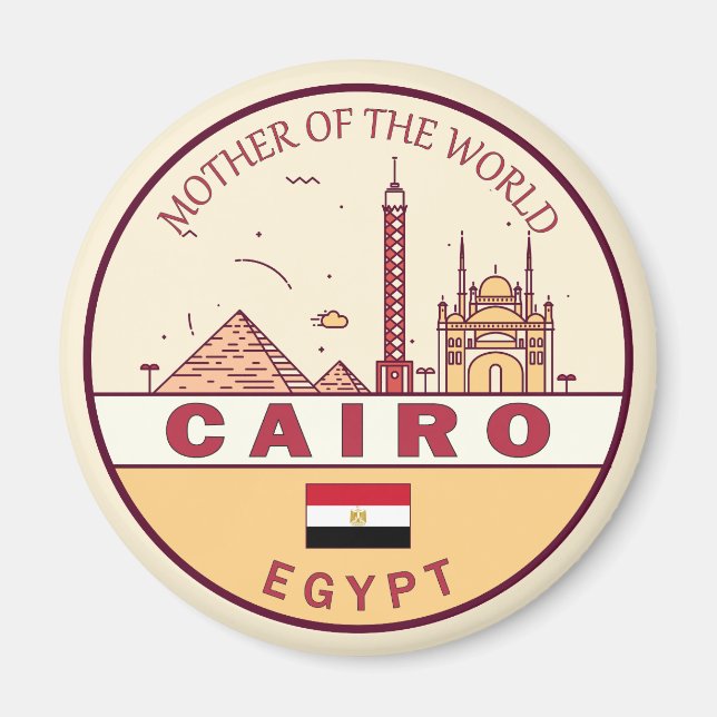 Cairo Egypten City Skyline Emblem Magnet (Framsidan)