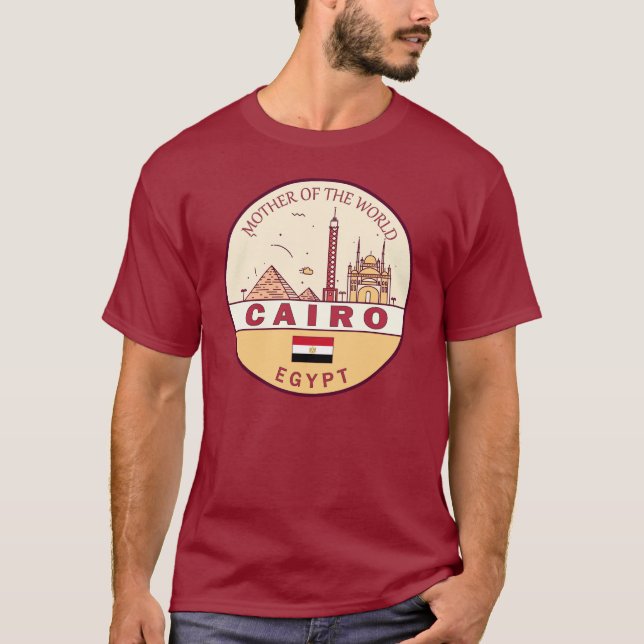 Cairo Egypten City Skyline Emblem T Shirt (Framsida)