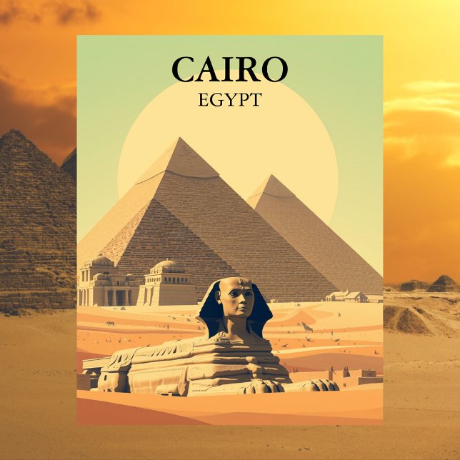 Cairo Egypten Pyramider & Sfinxen Resor Vintage Vykort (Cairo Egypt travel postcard)