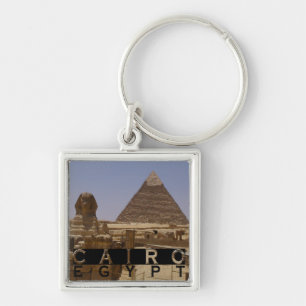 Cairo Egypten Souvenir Fyrkantig Silverfärgad Nyckelring