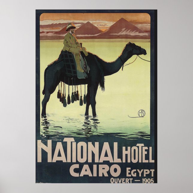 Cairo Egypten Vintage Pyramid Camel Poster (Framsidan)