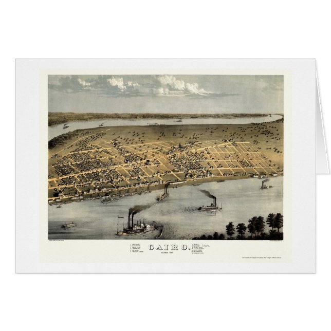 Cairo IL panorama- karta - 1867 Hälsningskort (Framsidan Horizontal)