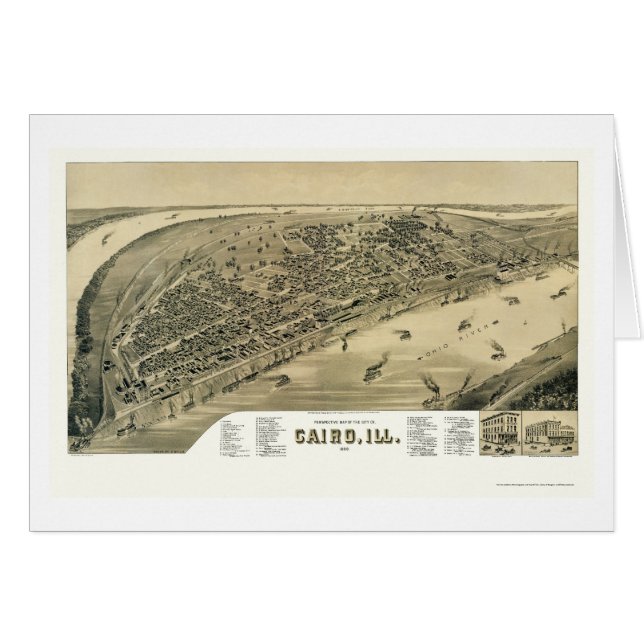 Cairo IL panorama- karta - 1888 Hälsningskort (Framsidan Horizontal)