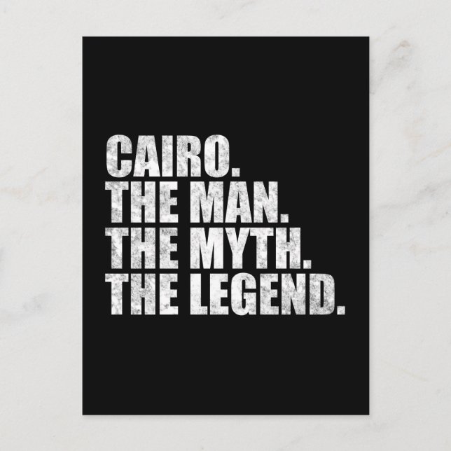 Cairo namn, Cairo Mannen Myten Legenden Vykort (Framsida)