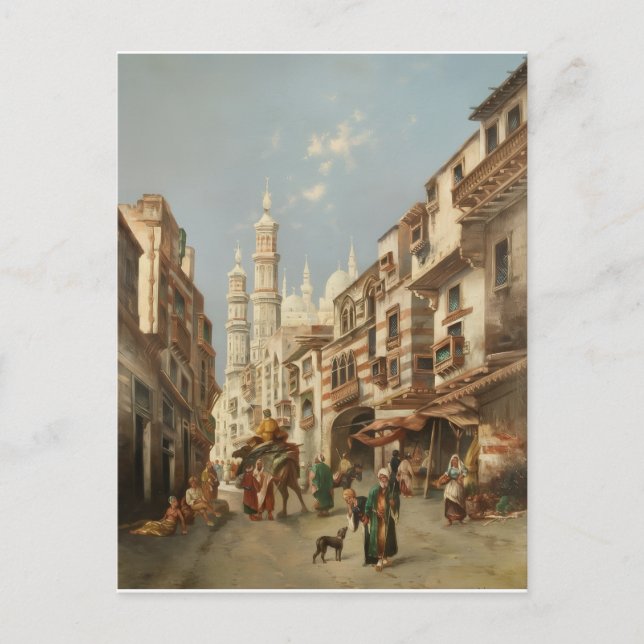 Cairo Street Scene Max Rabes fint konstnärsplanvas Vykort (Framsida)