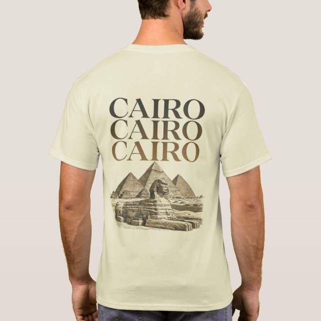 Cairo Vintage Pyramid & Sphinx Grafisk T-Shirt (Baksida)
