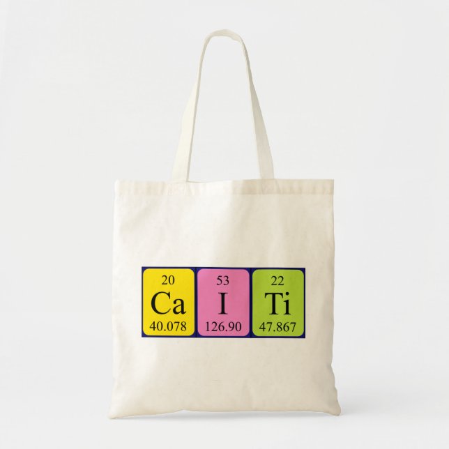 Caiti periodiskt återkommande bord namn tote bag tygkasse (Framsidan)