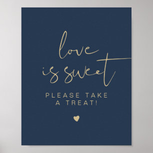CAITLIN Elegant Navy Guld Kärlek är Sweet Favor Si Poster