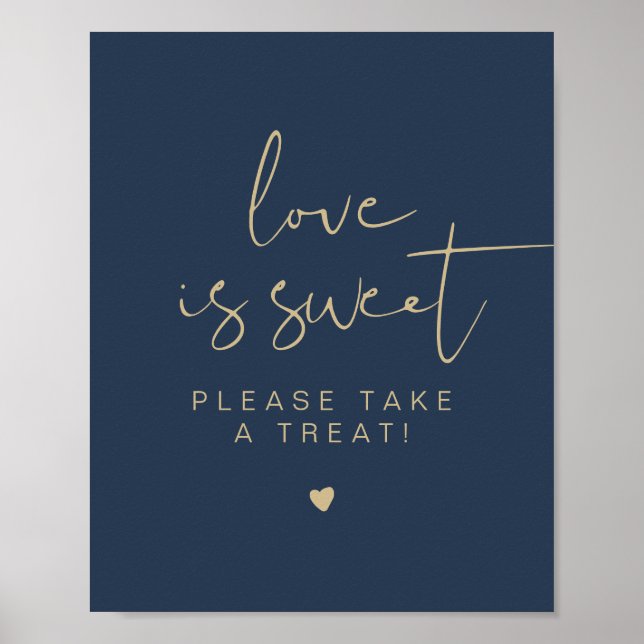 CAITLIN Elegant Navy Guld Kärlek är Sweet Favor Si Poster (Framsidan)