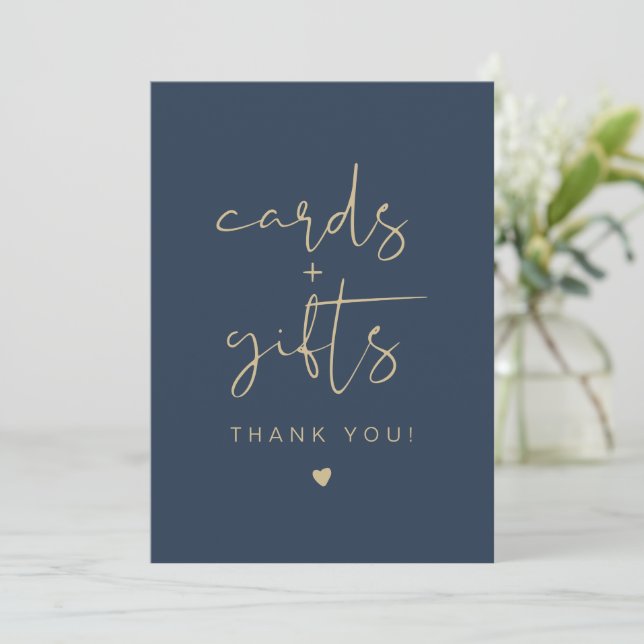 CAITLIN Elegant Navy och Guld Cards & presentation Inbjudningar (Stående Fram)