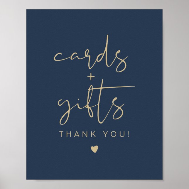 CAITLIN Elegant Navy och Guld Cards & presentation Poster (Framsidan)