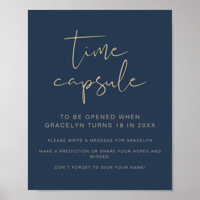 CAITLIN-flaggan för blå babyblått duschbord - tids Poster (Framsidan)