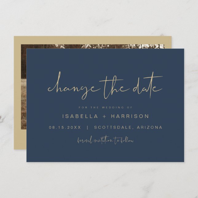 CAITLIN-flottan och Guld Ändra datuminbjudan Inbjudningar (Fram/baksida)