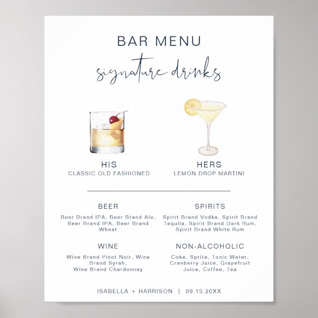 CAITLIN Marin Cocktail Signaturdryck Bar Meny Poster (Framsidan)