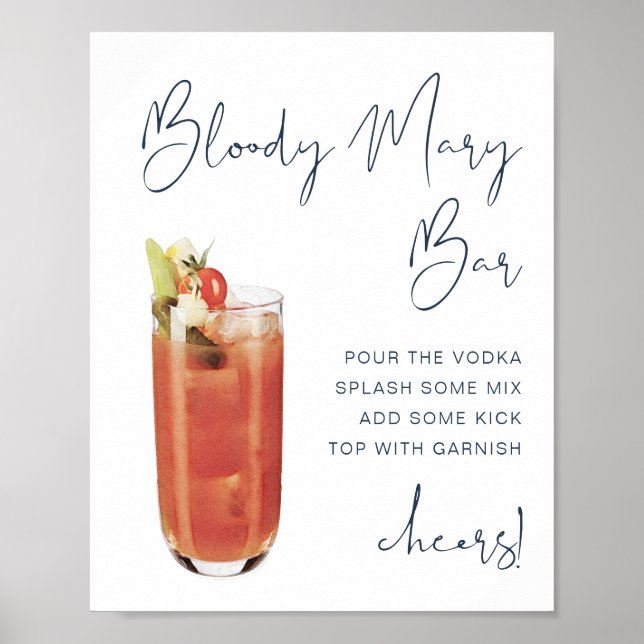CAITLIN Marinblå Modern Bloody Mary Barskylt Poster (Framsidan)