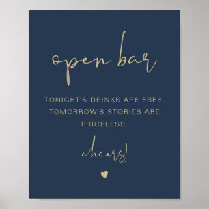 CAITLIN Modern Funny Navy Guld Open Pub Poster