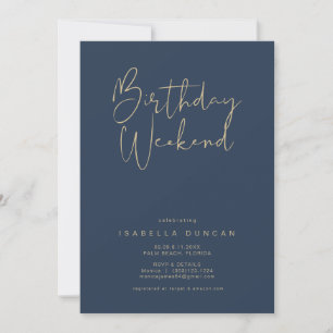 CAITLIN Modern Navy Birthday Helg Itinerary Inbjudningar